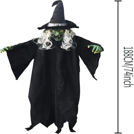 74" Hanging Witch with Light Up Eyes Halloween Decorations {5}