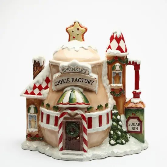 Ceramic Santa's Village Cookie Jar, Home Décor, Gift for Her, Gift for Mom, Kitchen Décor, Christmas Décor, Cafe Decor {3}