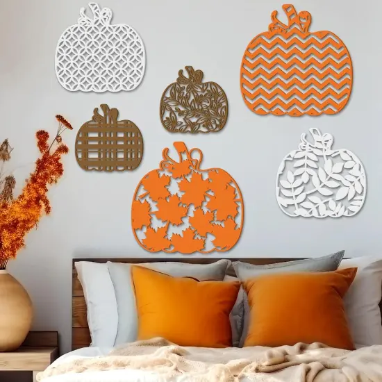 6 Pcs Fall Wooden Pumpkin Wall Decor Thanksgiving Pumpkin Wall Art {1}