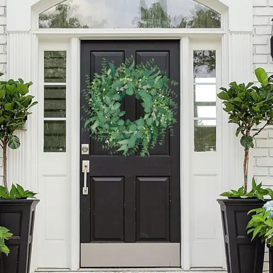 Spring Wreath 22 Inch Spring Summer Wreaths with Eucalyptus Leaves {4}