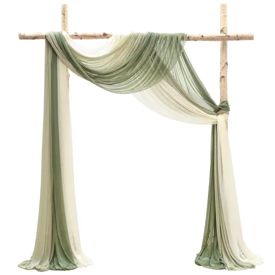 Wedding Arch Draping Fabric 3 Panels 20Ft Chiffon Fabric Drapes Arbor Drapery Wedding Ceremony Reception Swag Decorations (Forest Green +Sage Green +Ivory) {1}