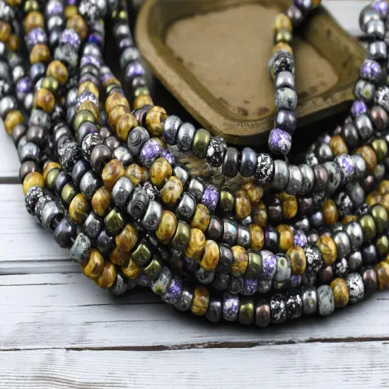 2/0 Aged Void Picasso Mix Seed Beads (21" Strand) {1}
