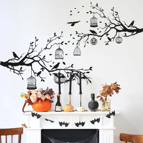 2 Sheets Halloween Gothic Wall Decals - Removable Raven Stickers {2}