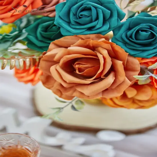 Artificial Fall Floral - Athens Orange Teal Blue {2}