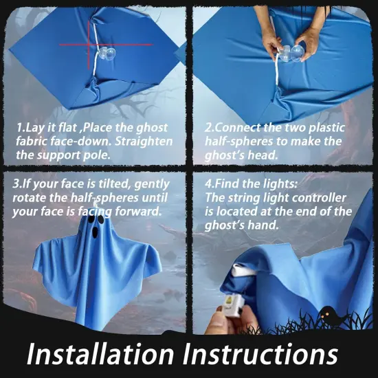 3 Pack Halloween Light-up Ghost Decorations - 22.5 Inch (White) {4}