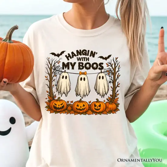 Hanging with My Boos Ghost T-Shirt, Funny Halloween Spooky Season Tee {5}