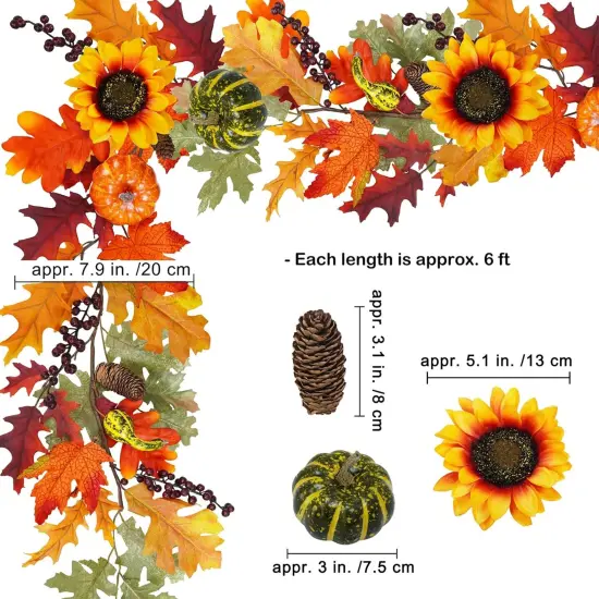 6 Ft Artificial Fall Maple Leaf Garland {2}