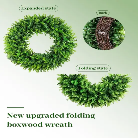 20'' Artificial Boxwood Spring Wreath - Green {2}