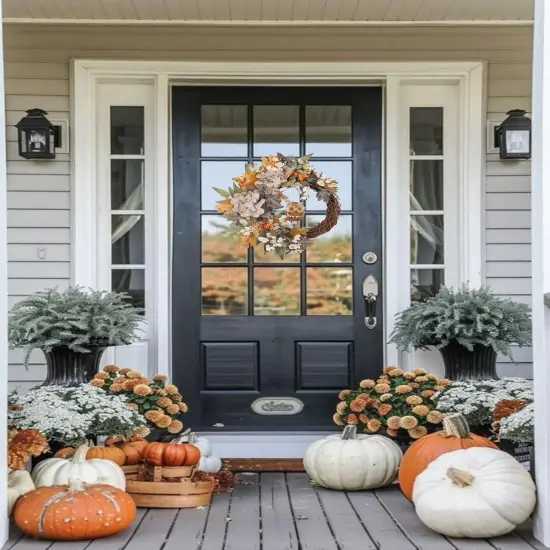24" Fall Wreath for Front Door Original Design Autumn Wreath Decoration {3}