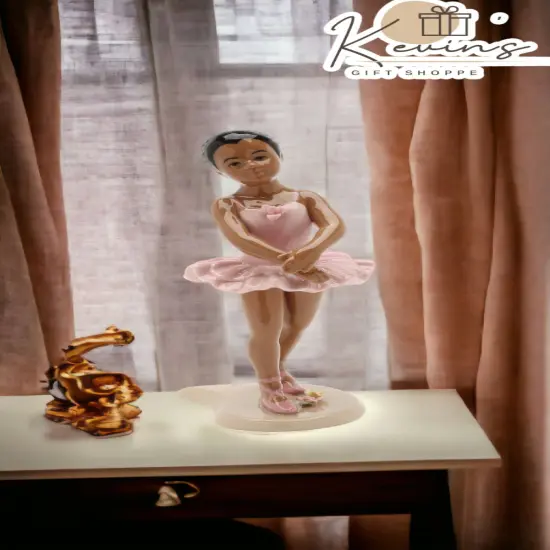 Ceramic African American Ballerina Girl In A Pink Dress, Home D&eacute;cor, Gift for Her, Gift for Daughter, Gift for Ballerina Dancer {2}