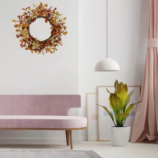 Fall Wreath - Orange Eucalyptus Leaves {4}