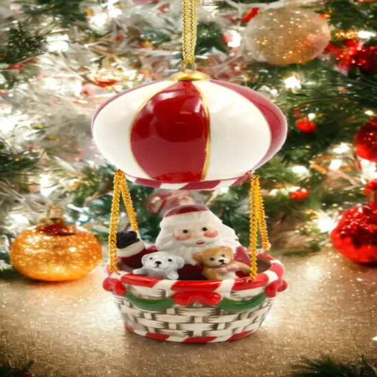 Ceramic Santa in Hot Air Balloon Ornament, Home D&eacute;cor, Gift for Her, Gift for Mom, Kitchen D&eacute;cor, Christmas D&eacute;cor {1}