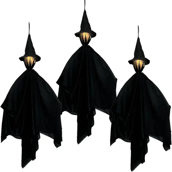 Hanging Witch Decorations with LED Light - 3pcs {2}