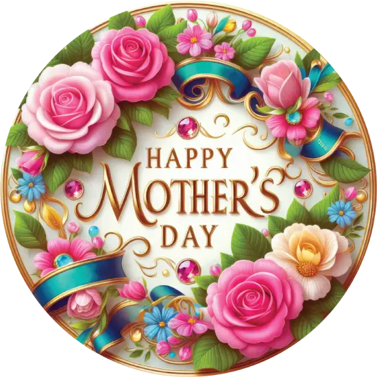 Happy Mother's Day Pink Jewel Round Sign {2}