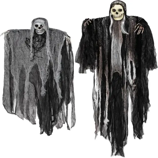 2 Pcs Halloween Hanging Grim Reaper Decorations Outdoor, 53&rdquo; and 31.5" Halloween Hanging {1}