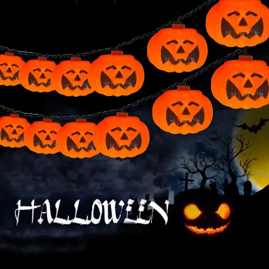 Summerween Decorations &ndash; 8.5FT Plug-in Pumpkin String Lights {1}
