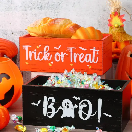 2-Pack Halloween Candy Bowls &ndash; Spider Web Wood Serving Dishes for Trick or Treat & Party Decor {3}