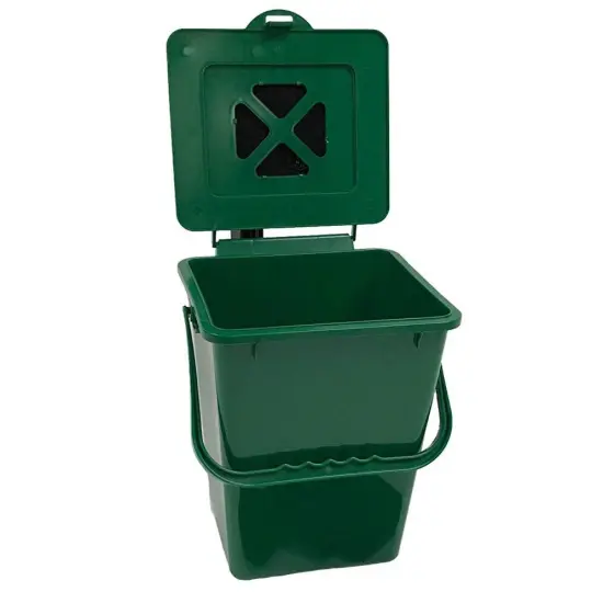 Green High Density Polyethylene 2.4 Gallon Kitchen Composter with Carbon Filter {2}