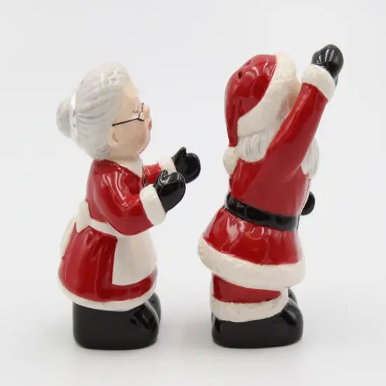 Ceramic Christmas Decor Kissing Santa and Mrs. Claus Salt And Pepper Shakers, Home Décor, Gift for Her, Gift for Mom, Kitchen Décor {6}
