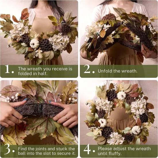 24 Inch Collasible Fall Wreath with Lights {4}