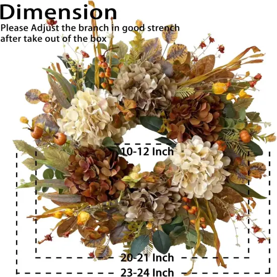 24 Inch Fall Wreaths - Rustic Hydrangea {3}