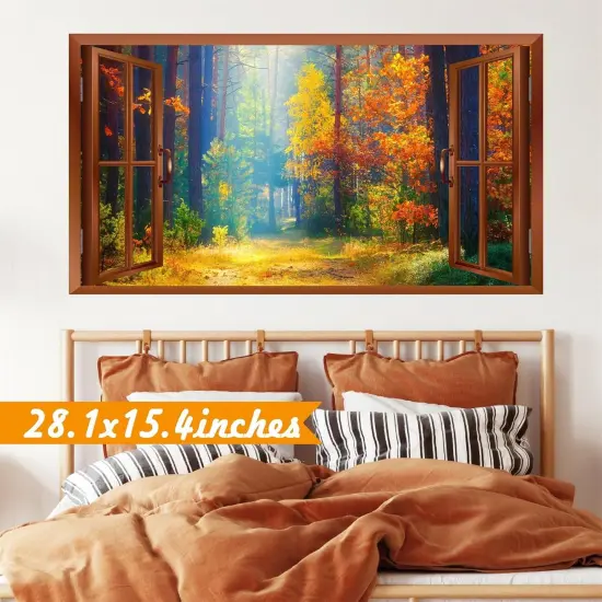 Forest Wall Stickers 3D Fake Windows Wall Stickers Removable Nature Landscape {2}