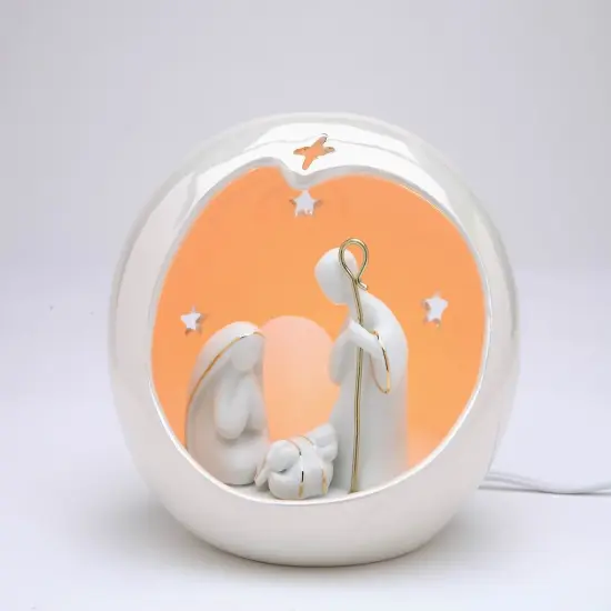 Ceramic Small Globe Holy Family Nativity Nightlight, Home Décor, Religious Décor, Religious Gift, Church Décor, Baptism Gift {3}