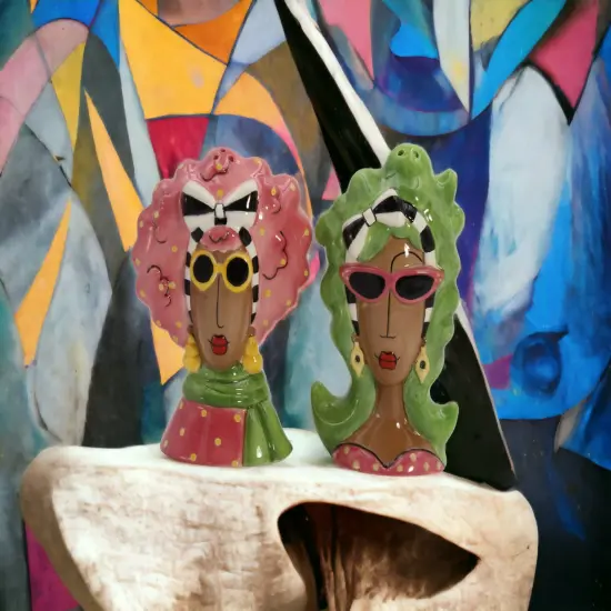 CeramicAfrican American Ladies Wearing Shades Salt and Pepper, Home Décor, Gift for Her, Mom, Friend, or Coworker, Kitchen Décor {1}