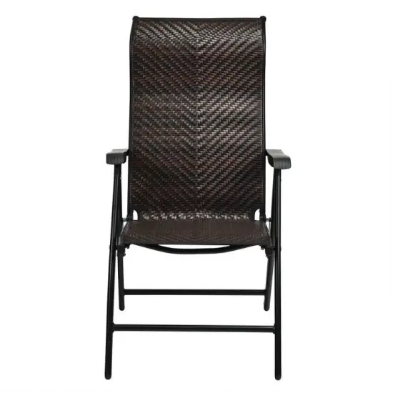 Outdoor Folding Rattan Patio Chair with Steel Frame and Adjustable Backrest {1}