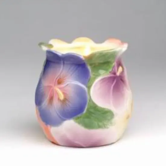 Ceramic Pansy Flower Votive Candle Holder, Home Decor, Vanity Decor, Gift for Her, Gift for Mom {2}