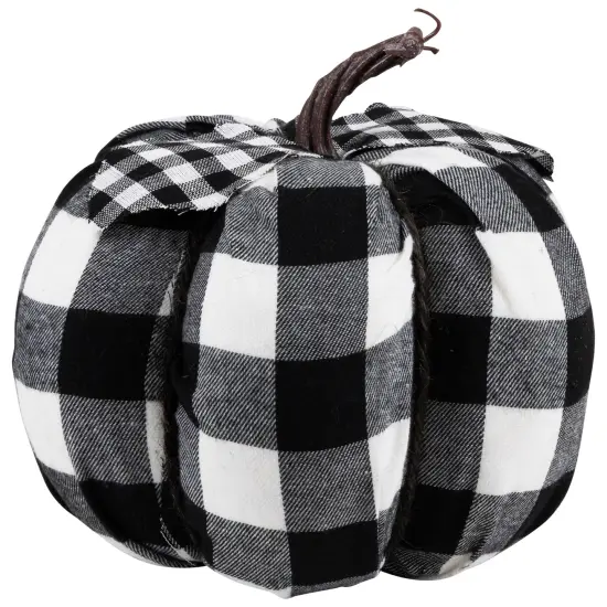 Northlight Buffalo Plaid Fall Harvest Pumpkin - 7" - Black and White {3}