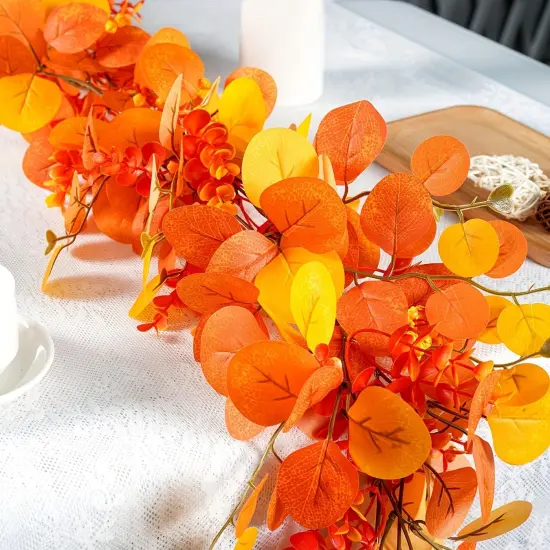 2 Packs Artificial Fall Garland with Eucalyptus Leaves {5}