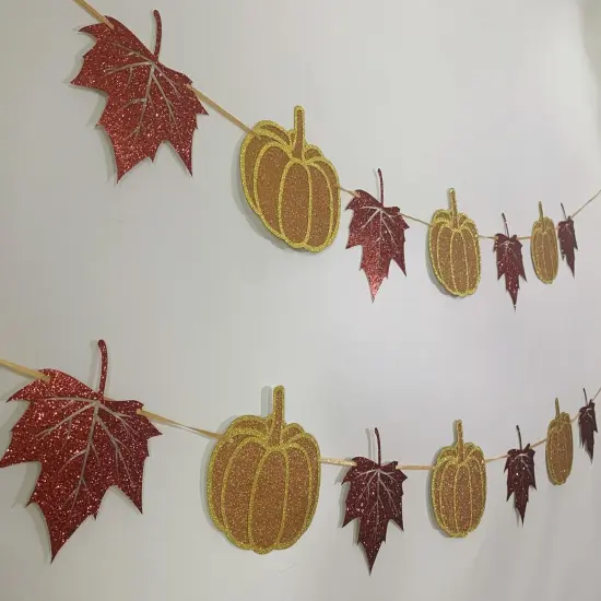 Pumpkin and Maple Leaves Sign Garland {3}