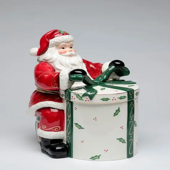 Ceramic Santa Claus Opening Gift Cookie Jar, Home Décor, Gift for Her, Gift for Mom, Kitchen Décor, Christmas Décor {3}