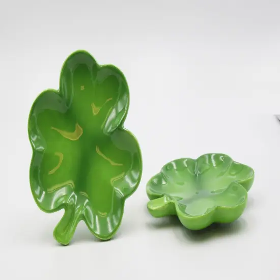 Ceramic Shamrock Plates-Set of 2, Home Décor, Gift for Her, Gift for Mom, Kitchen Décor, Irish Saint Patrick’s Day Décor {4}