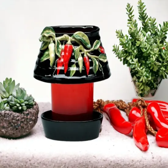 Ceramic Medium Chili Pepper Candle Holder Shade and Base, Home D&eacute;cor, Gift for Her, Gift for Mom, Kitchen D&eacute;cor, Farmhouse D&eacute;cor {1}