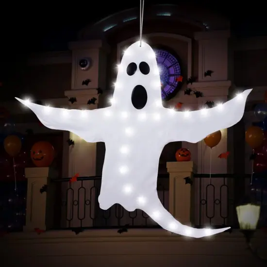 Peek A Boo Hanging Ghost with White Lights {5}