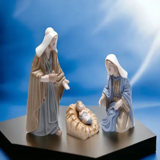 Ceramic Mini Holy Family Nativity Set Of 3, Home Décor, Religious Décor, Religious Gift, Church Décor, Baptism Gift {2}