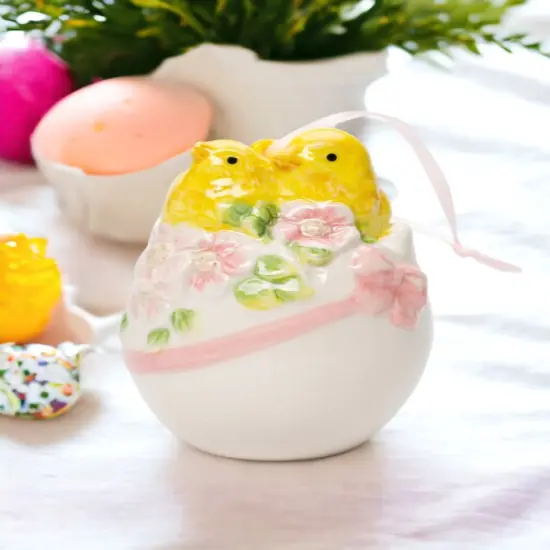 Ceramic Chicks in Egg Ornament, Home D&eacute;cor, Gift for Her, Gift for Mom, Kitchen D&eacute;cor, Spring D&eacute;cor, Easter D&eacute;cor {1}