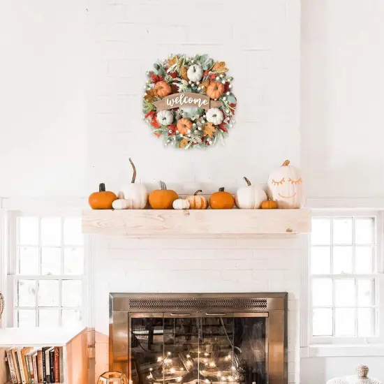 24 Inch Fall Pumpkin Maple Leaves for Front Door {4}