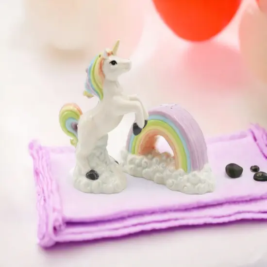 Ceramic Unicorn Jumping Over the Rainbow Salt and Pepper Shakers, Home D&eacute;cor, Gift for Her, Gift for Daughter, Kitchen D&eacute;cor {2}