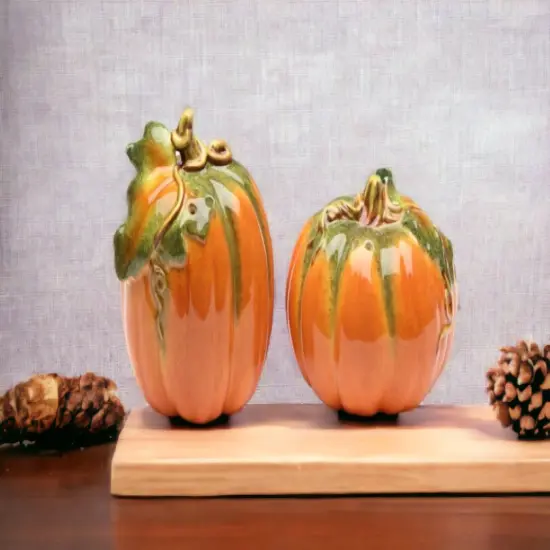 Ceramic Orange Pumpkin Salt & Pepper Shakers, Gift for Her, Gift for Mom, Kitchen D&eacute;cor, Farmhouse Decor, Fall D&eacute;cor, Thanksgiving Decor {3}