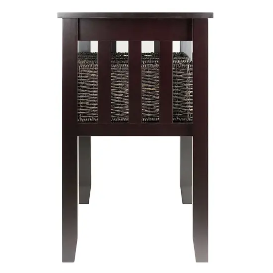 Espresso Console Table with 2-Tier Storage Shelf and 3 Baskets for Entryway or Living Room {3}
