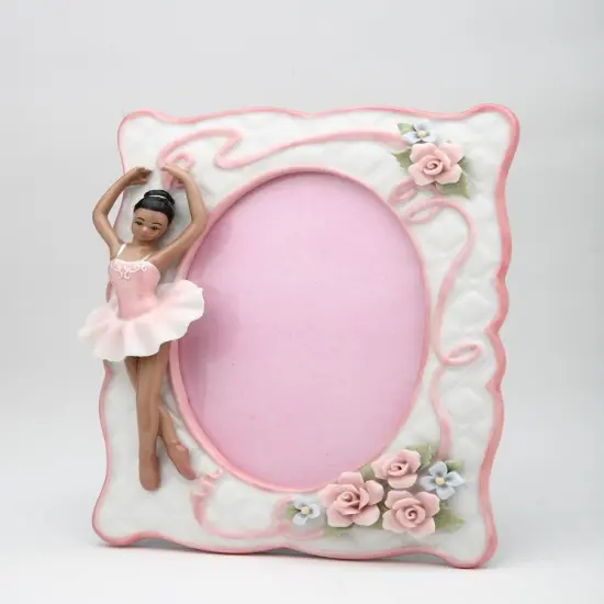 Ceramic African American Ballerina Picture Frame, Home D&eacute;cor, Gift for Her, Gift for Daughter, Gift for Ballerina Dancer {3}