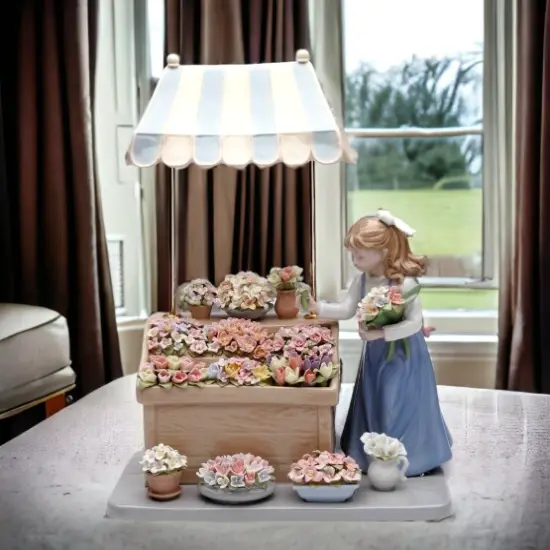 Hand Crafted Ceramic Girl Flower Shop Centerpiece Figurine, Home D&eacute;cor, Gift for Her, Gift for Mom, Spring D&eacute;cor {1}