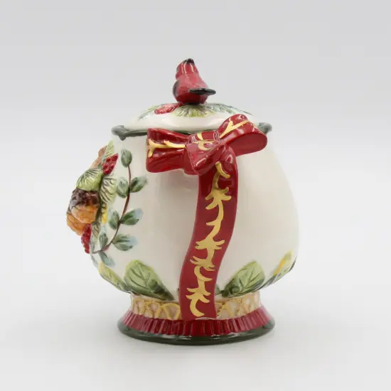 Ceramic Christmas Cardinal Bird Teapot, Gift for Her, Gift for Mom, Birdwatcher, Tea Party Décor, Café Décor, Christmas Décor {4}