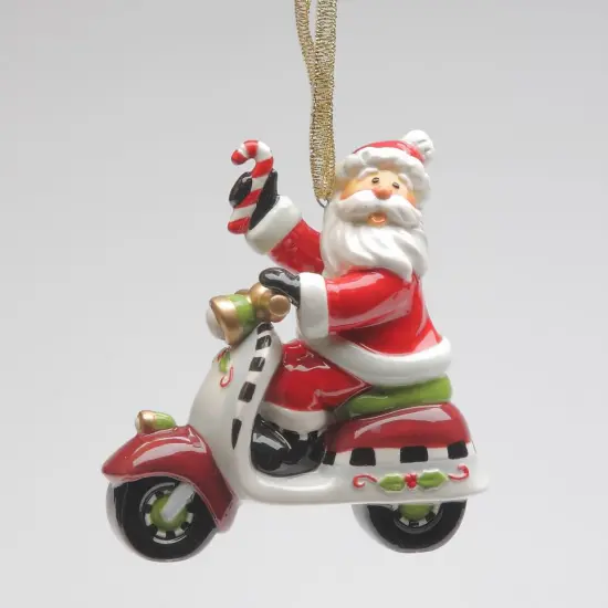 Ceramic Santa Claus Riding Scooter Ornament, Home Décor, Gift for Her, Mom, Him, Dad, Christmas tree Décor, Wall Decor {3}