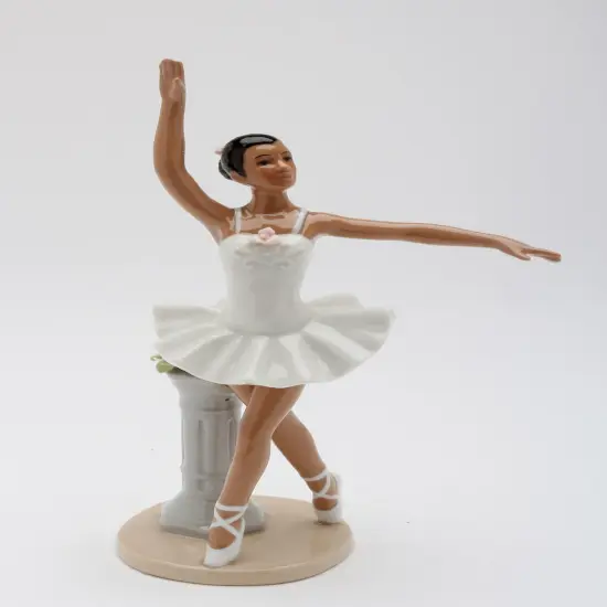 Ceramic African American Ballerina In A White Dress, Home D&eacute;cor, Gift for Her, Gift for Daughter, Gift for Ballerina Dancer {3}