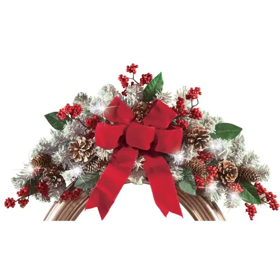 Collections Etc LED Holiday Frosted Pine Floral Swag {2}