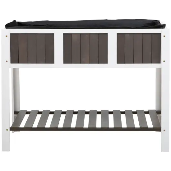 White Fir Wood 2-Level Elevated Garden Planter Bed with Fabric Liner {3}